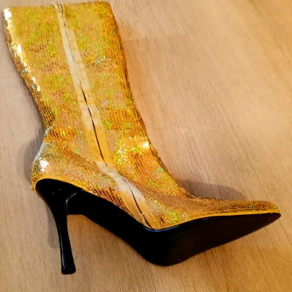 Vintage Knee High Sequin Boots - Anne Michelle Refuel Sz 10 Unworn - Picture 6 of 6